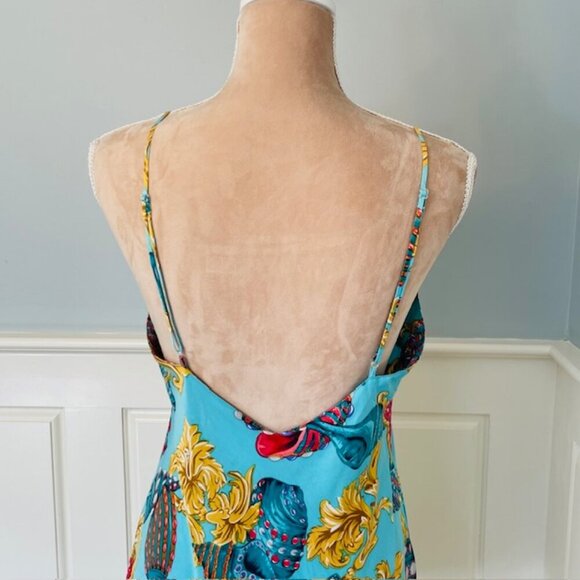 Victoria's Secret Vintage 100% Silk Babydoll Slip Dress Gold Label Tropical Med - Picture 5 of 11